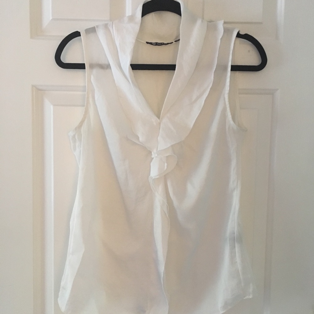 Milano White Ruffle Blouse